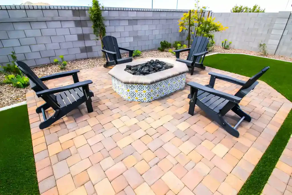tech bloc pavers on backyard