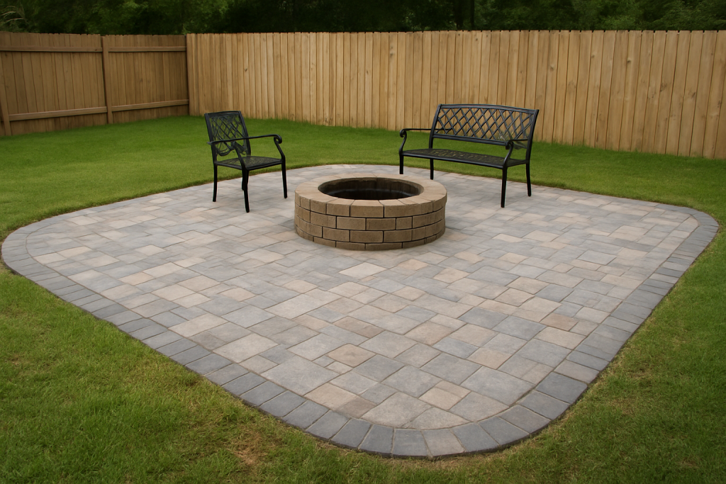 backyard patio with paver flooring