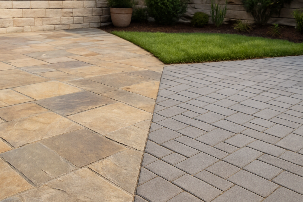 Natural stone vs concrete paver patio comparison