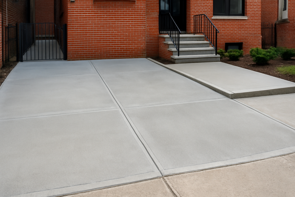 Freshly poured concrete driveway and patio in NYC