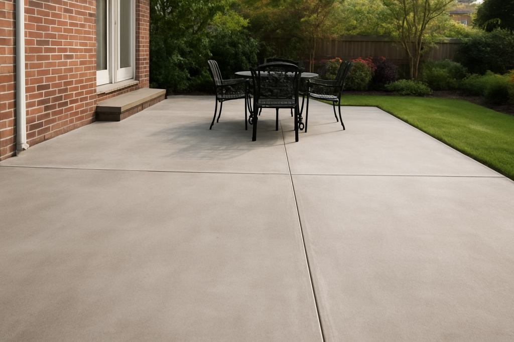 Modern concrete patio in a New York backyard