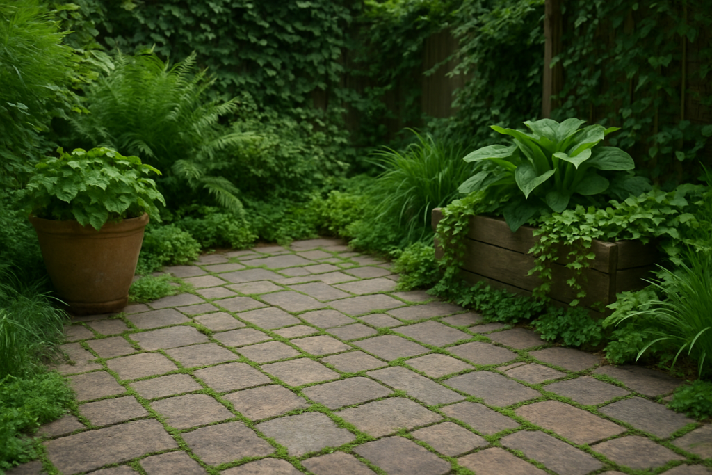 Combining Greenery and Pavers for a Natural Patio Look