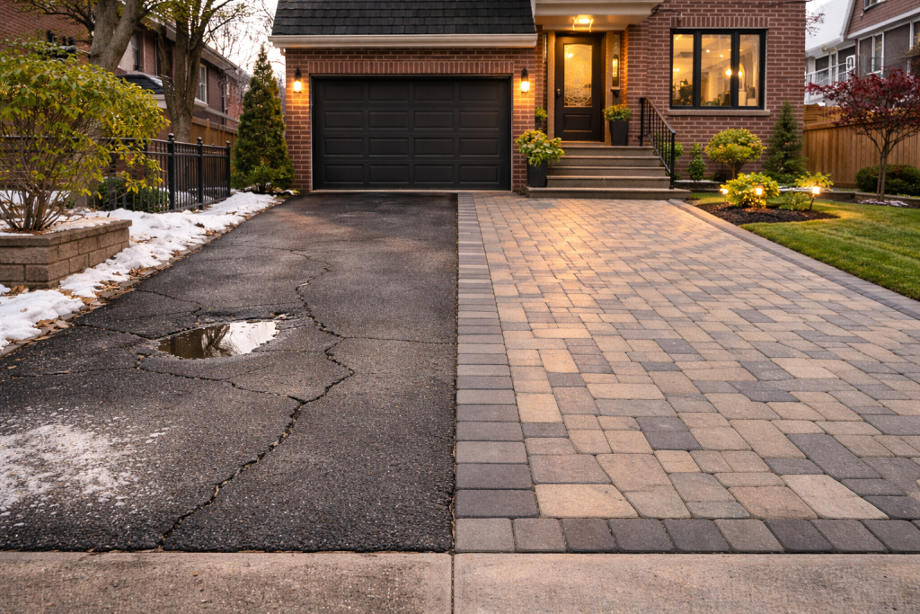 Asphalt vs pavers driveway comparison in New York