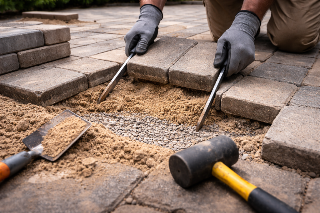 Fixing too much sand under pavers with base reset
