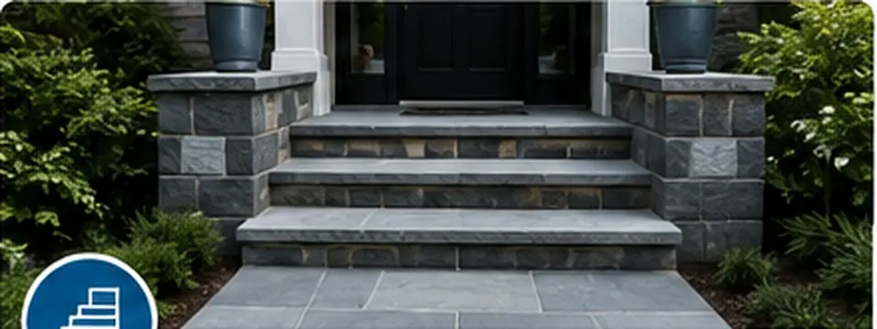 Exterior masonry steps, stoop and landing at a residential entrance