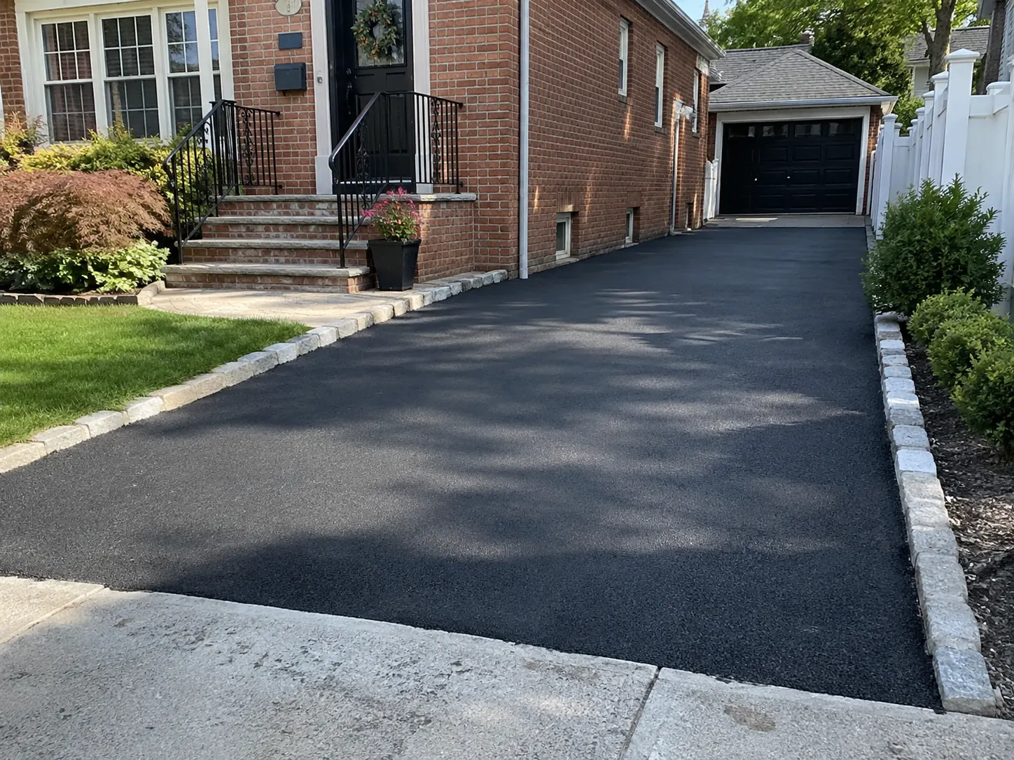New asphalt driveway installation at a NYC residential property