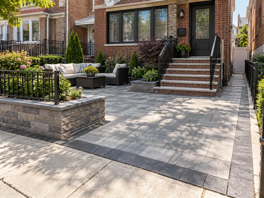 Paver patio and walkway installation at a Bensonhurst Brooklyn home