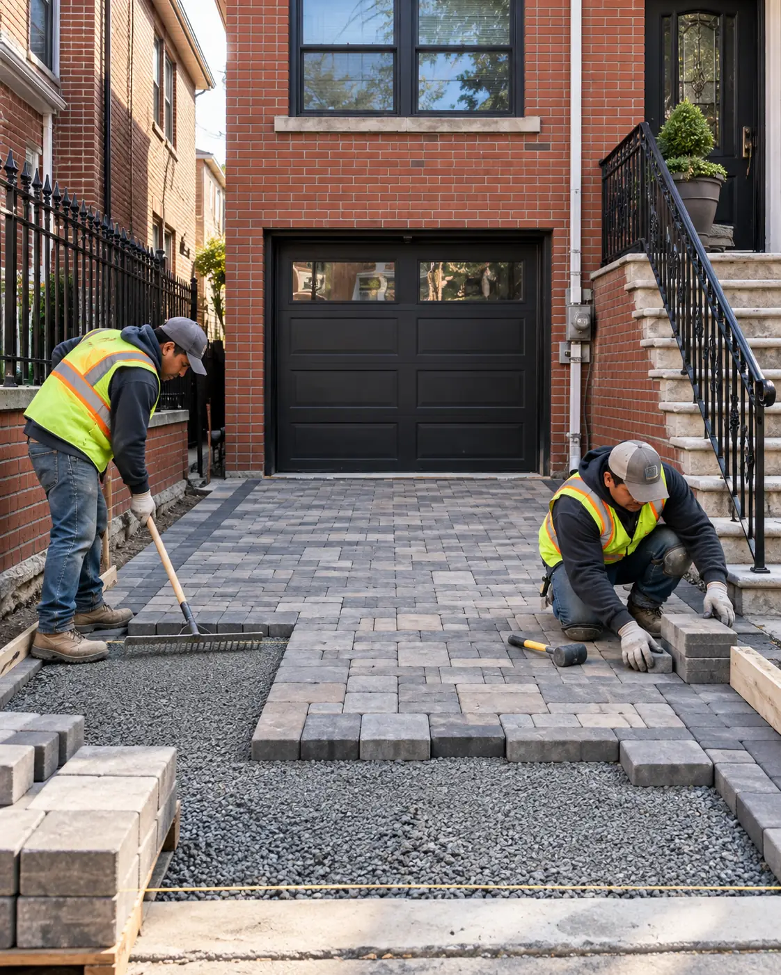 Paver installation and masonry work at a Bensonhurst Brooklyn home