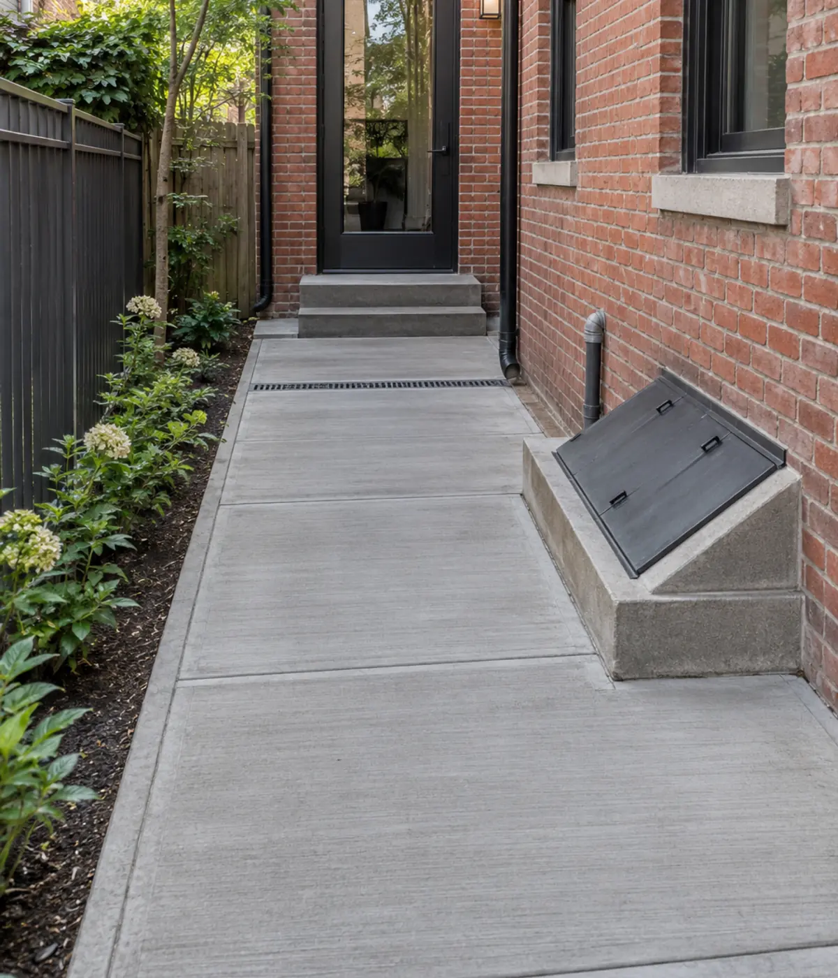 Concrete flatwork walkway installation at an NYC residential property