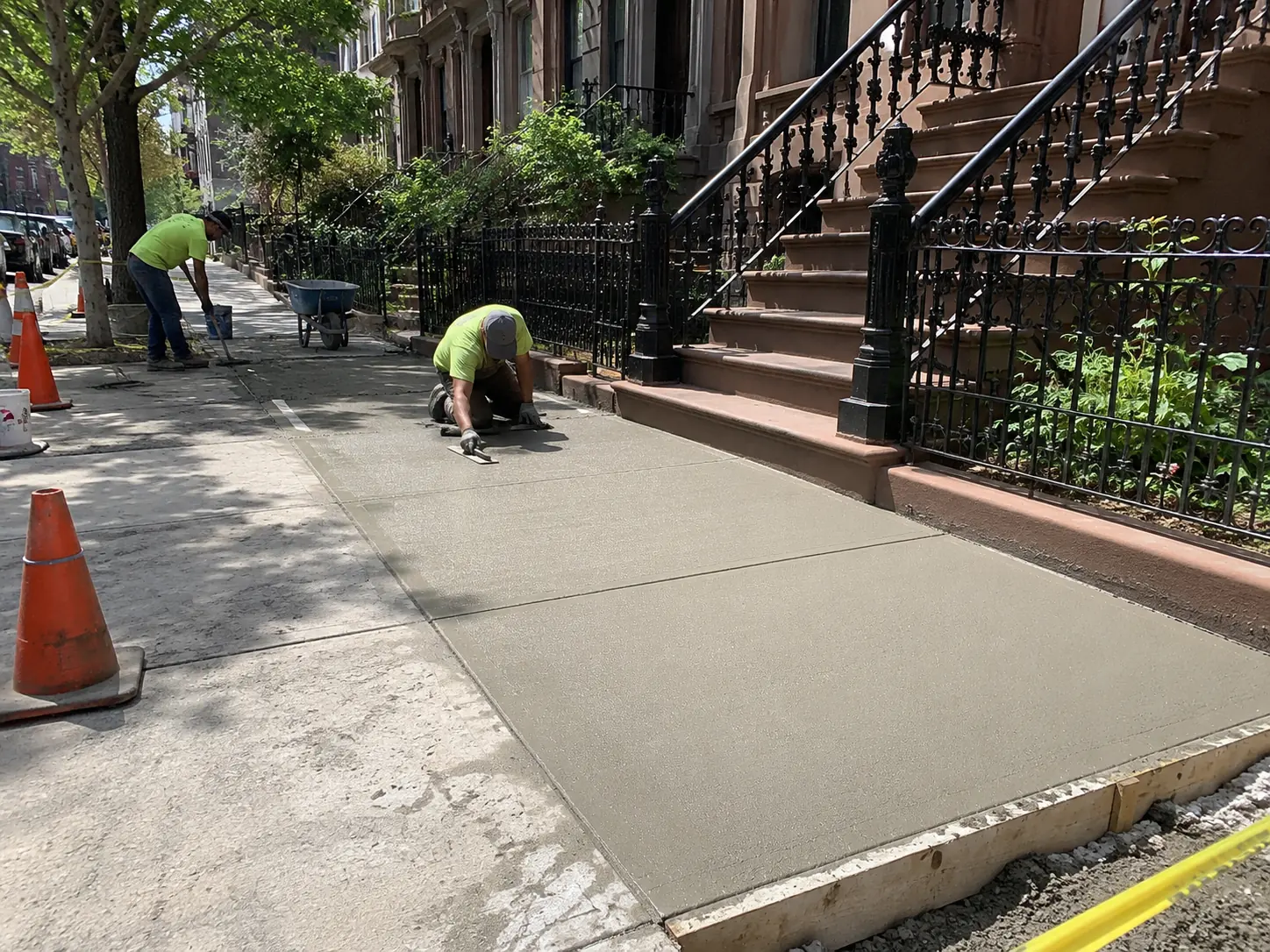 NYC sidewalk violation repair with new concrete sidewalk installation