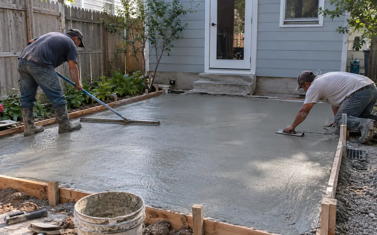 Residential concrete patio installation at an NYC home