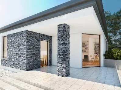 Natural stone in a outside house